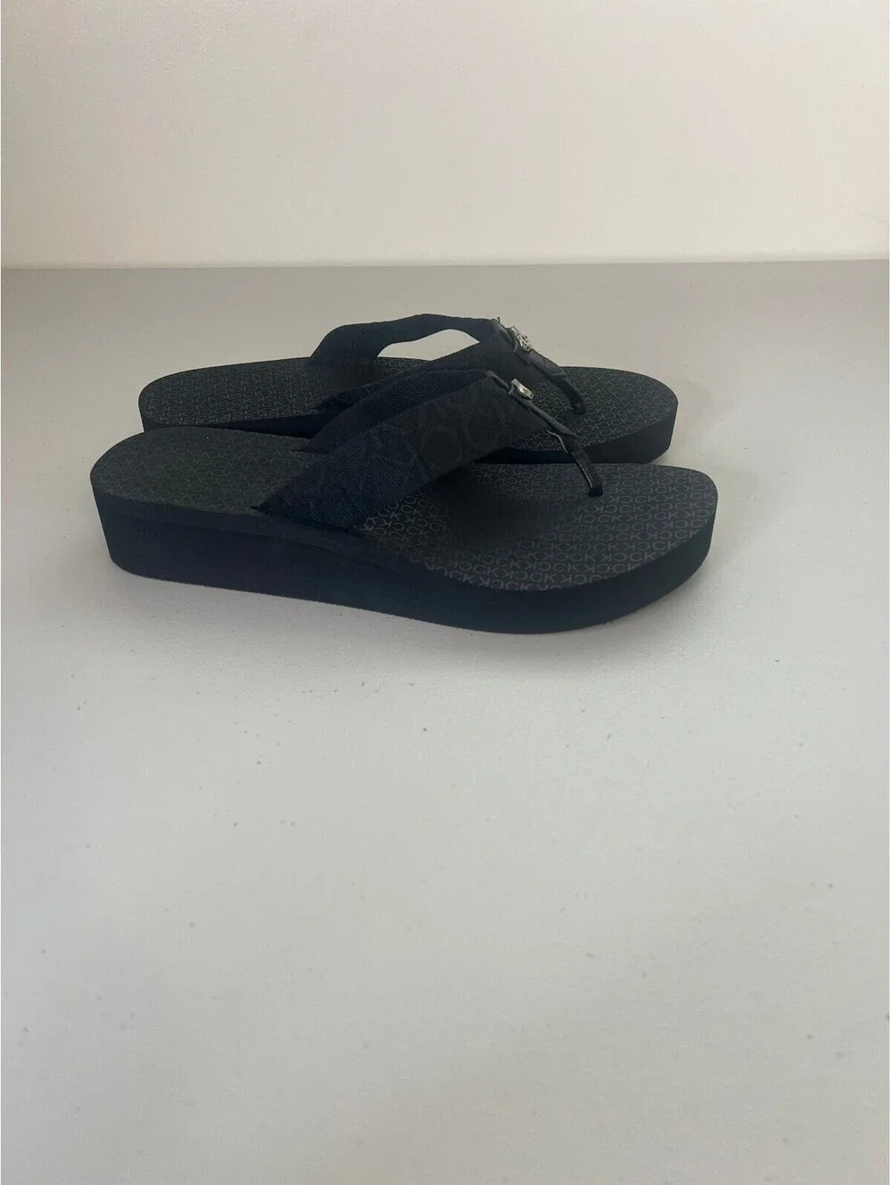 Calvin Klein Women's Meena Logo Platform Flip-Flop Sandals - Black
